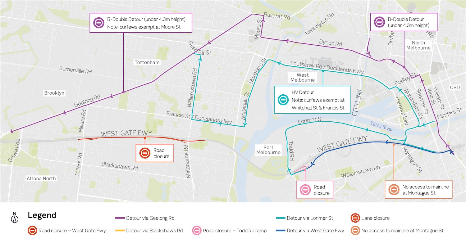 West Gate Tunnel works to close freeway lanes, impact container terminals